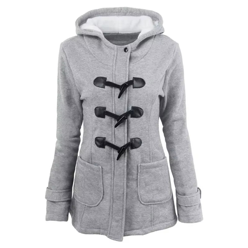 Casual Women Trench Coat 2025 Autumn Zipper Hooded Coat Female Long Trench Coat Horn Button Outwear Ladies Top Jaqueta Feminina