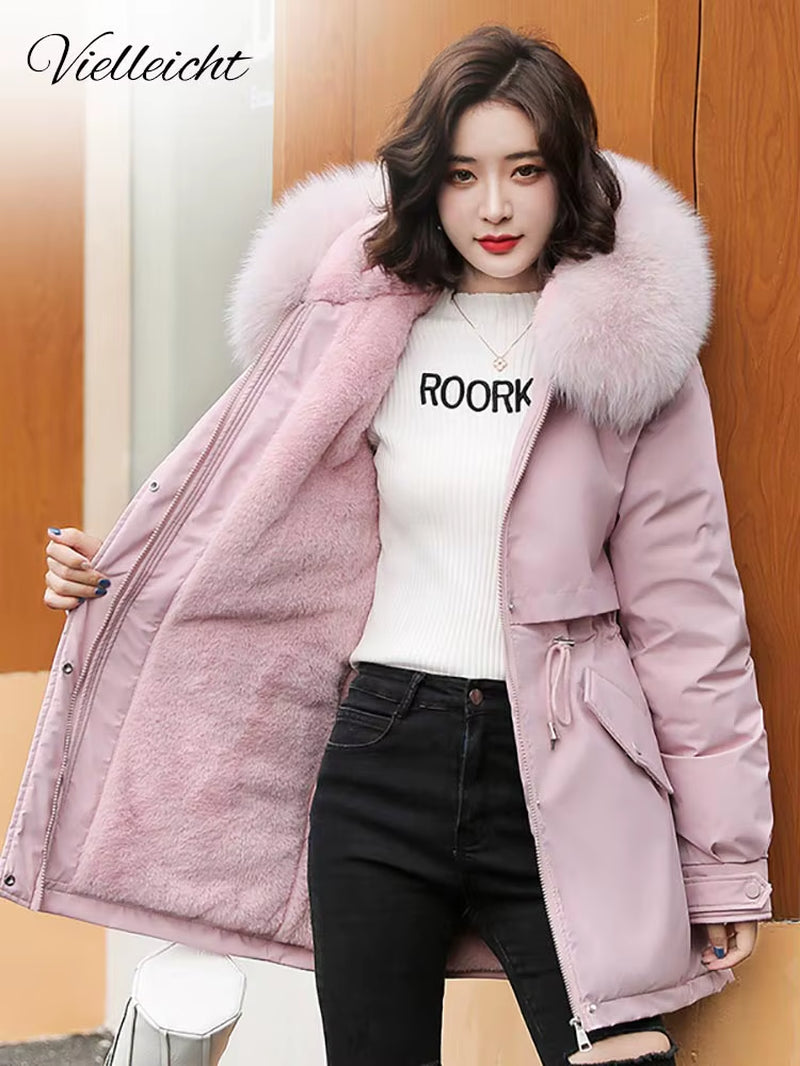 2022 New Cotton Thicken Warm Autumn Winter Jacket Coat Women Casual Long Parka Winter Clothes Fur Lining Hooded Coats