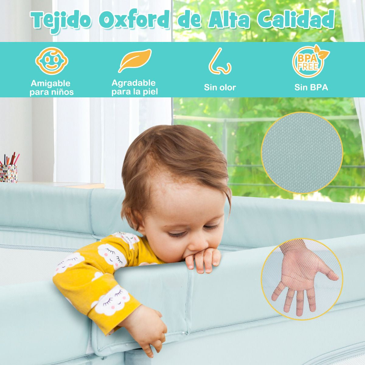 Parque Para Niños Centro Actividad Portátil Con Cercas De Seguridad 206 X 185,5 X 68 Cm