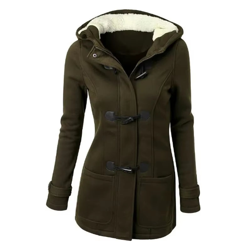 Casual Women Trench Coat 2025 Autumn Zipper Hooded Coat Female Long Trench Coat Horn Button Outwear Ladies Top Jaqueta Feminina