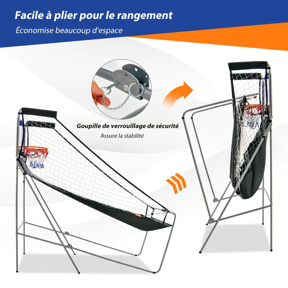 Jeu De Basketball Arcade Panier Compteur Basketball Panier De Basketball Arcade Blanc Et Noir 185X108X205Cm En Acier Bleu/Blanc/Gris/Violet