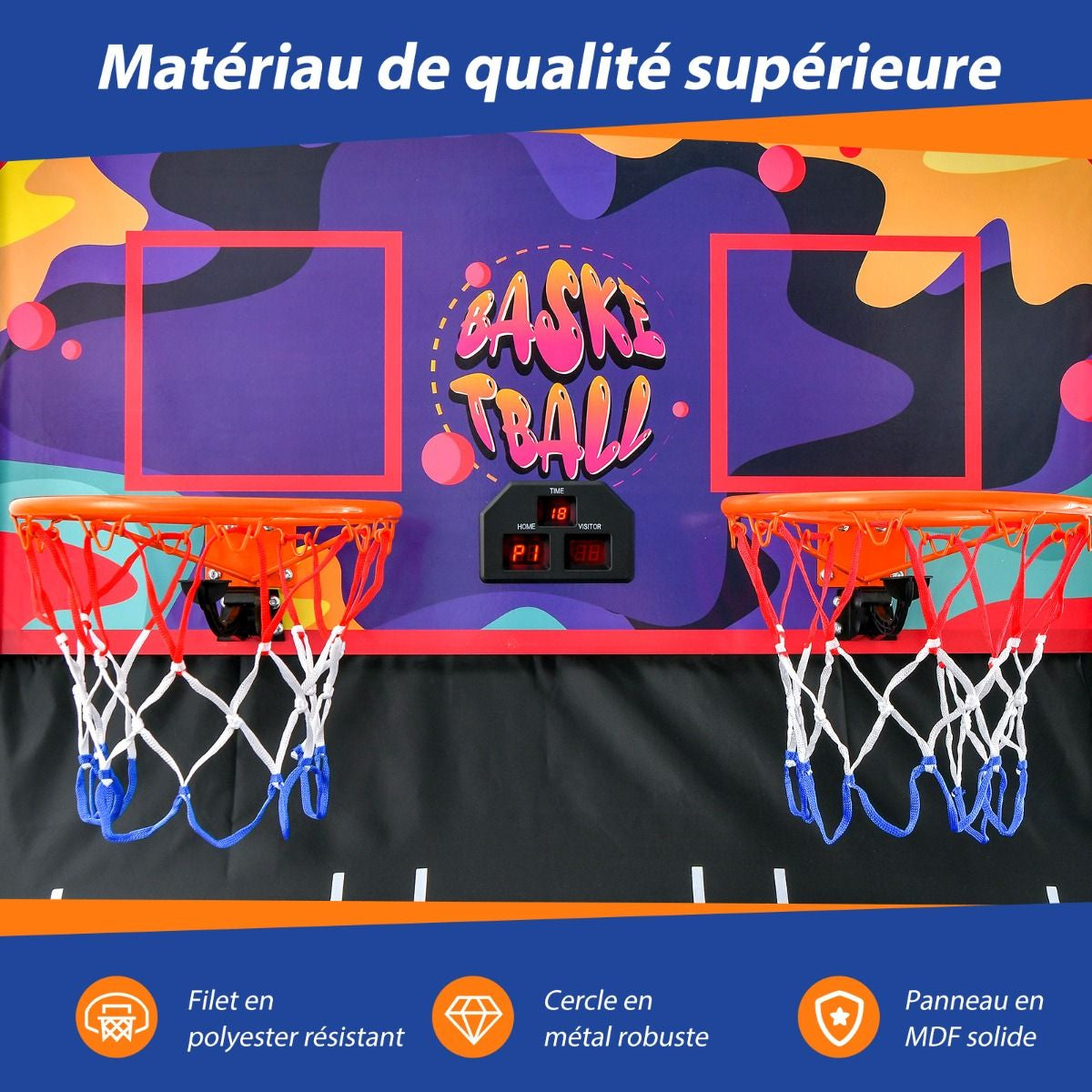 Jeu De Basketball Arcade Panier Compteur Basketball Panier De Basketball Arcade Blanc Et Noir 185X108X205Cm En Acier Bleu/Blanc/Gris/Violet