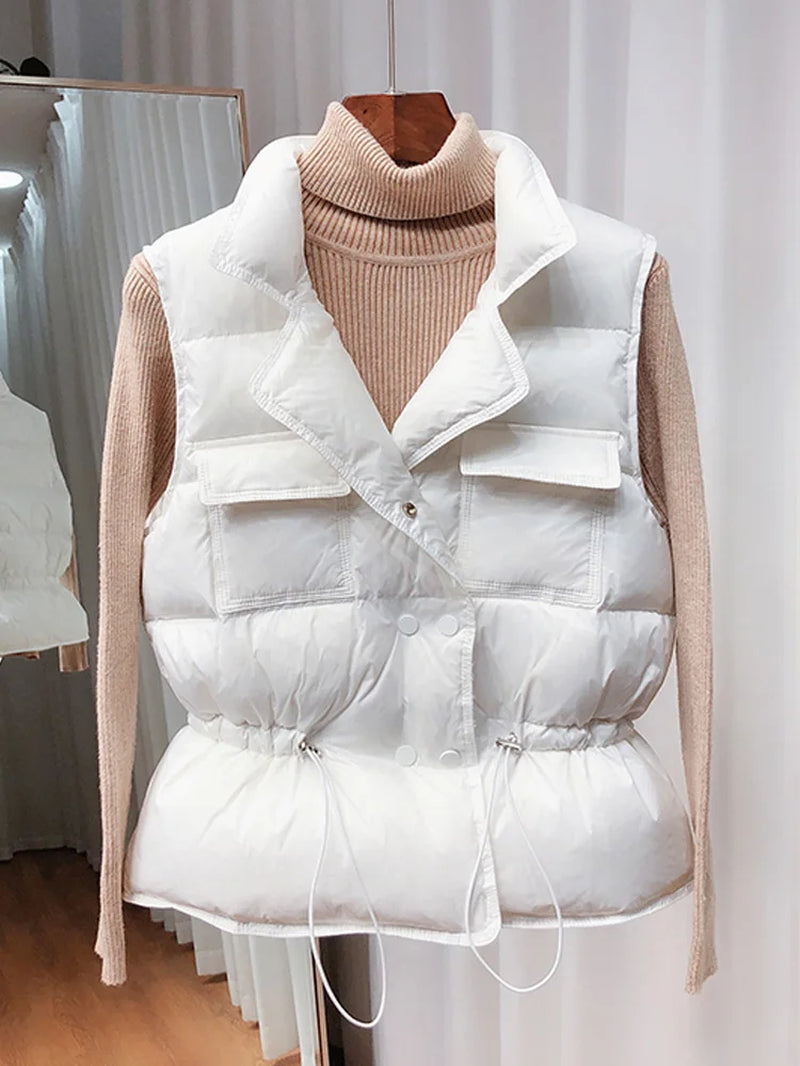 2025 New Ultra Light down Vest Women Short Vest Windproof Lightweight Warm Waistcoat Female White Duck down down Coat Sleeveless
