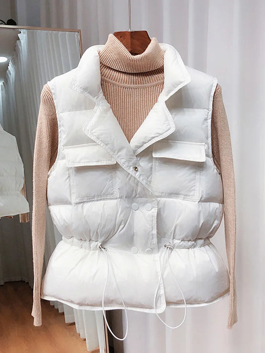 2025 New Ultra Light down Vest Women Short Vest Windproof Lightweight Warm Waistcoat Female White Duck down down Coat Sleeveless