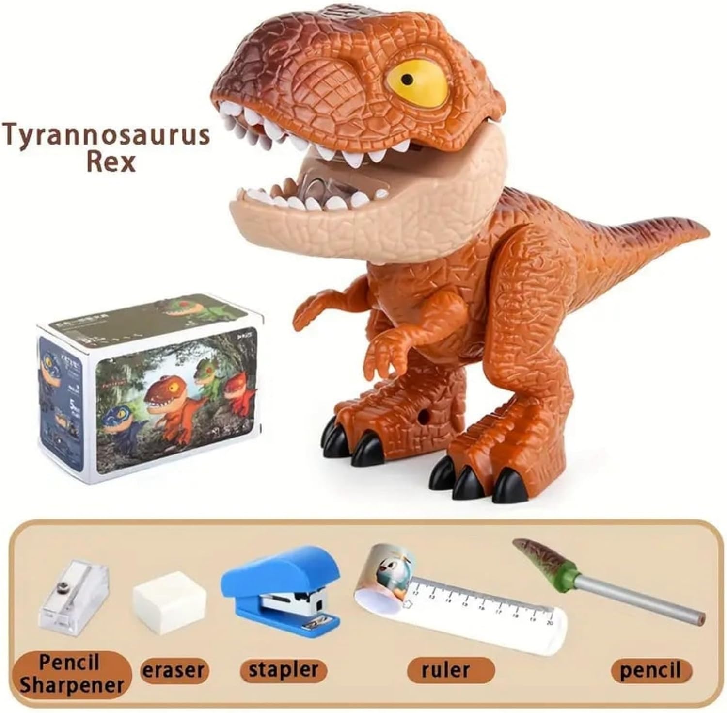 Juego de papelería de dinosaurio 5 en 1