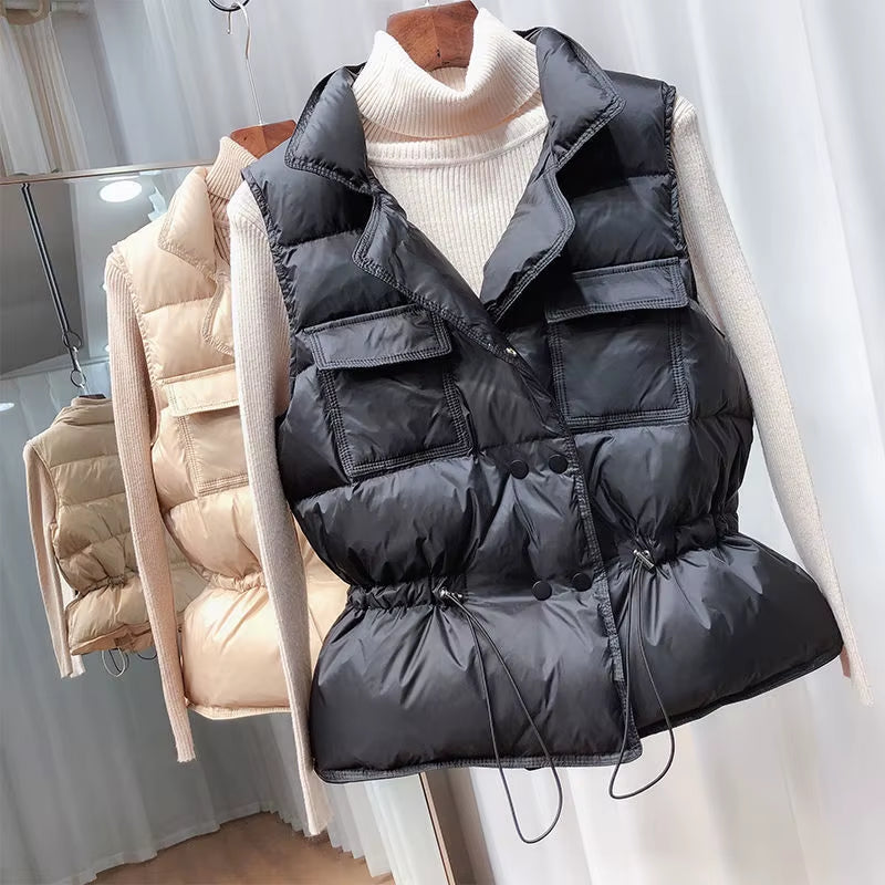 2025 New Ultra Light down Vest Women Short Vest Windproof Lightweight Warm Waistcoat Female White Duck down down Coat Sleeveless