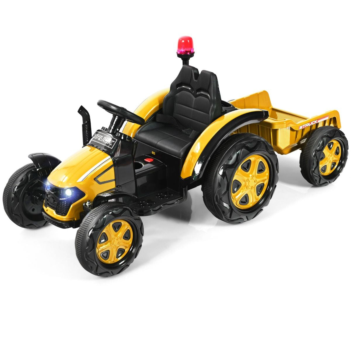 Tracteur Electrique Avec Télécommande 2.4G 12V 7AH Vitesse : 3-8 Km/H MP3 Port USB Pour Enfants De 3 À 8 Ans Blanc/Noir/Rouge/Vert