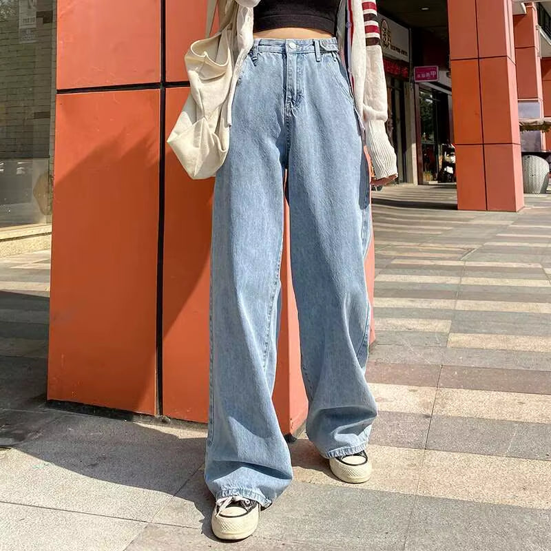 Women Pant Woman Jeans High Waist Denim Pants Wide Leg Denim Clothing Blue Jeans Vintage Quality Fashion Straight Pants