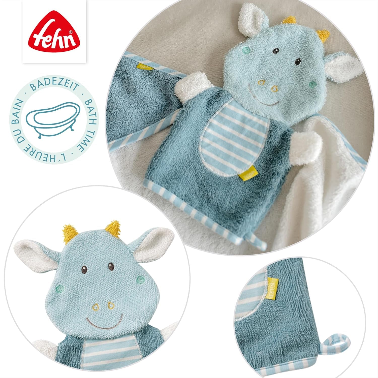 Dragon 065206 Gant De Toilette Dragon Lavette Avec Motif Animalier Pour Joie Et Plaisir Dans Le Bain Pour Bébés Et Enfants À Partir De 0 Mois