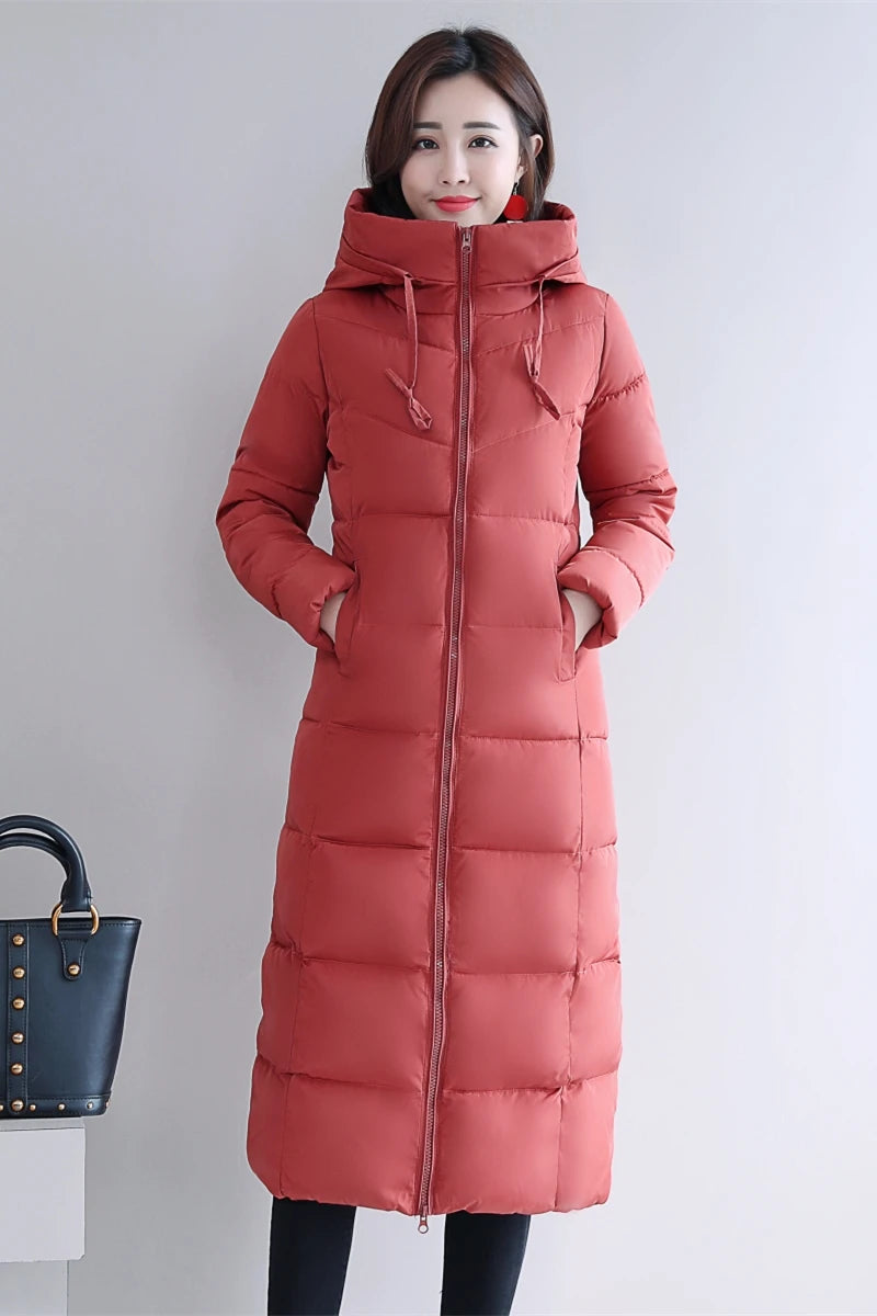 Large Size M-6XL Woman Jacket Winter down Parkas Coats Lengthen Warm Quilted Cotton Jacket for Women Hooded Padded Outwear