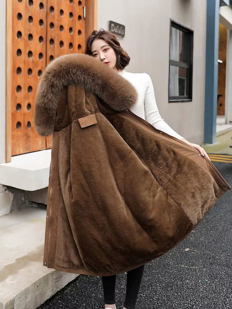 2022 New Cotton Thicken Warm Autumn Winter Jacket Coat Women Casual Long Parka Winter Clothes Fur Lining Hooded Coats