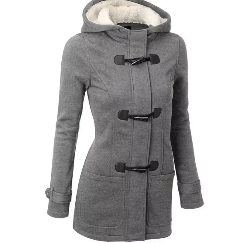 Casual Women Trench Coat 2025 Autumn Zipper Hooded Coat Female Long Trench Coat Horn Button Outwear Ladies Top Jaqueta Feminina