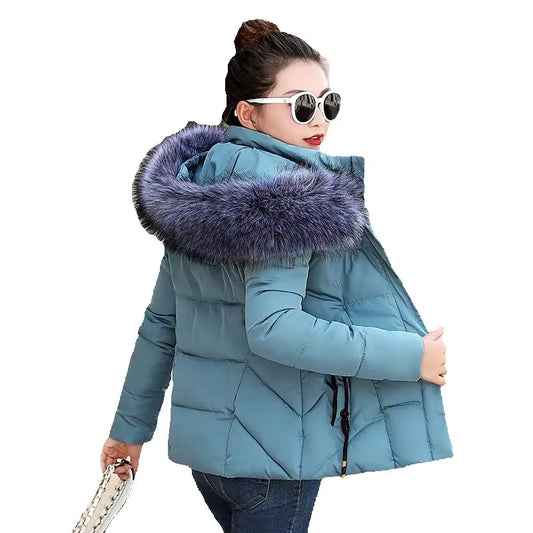 2021 Winter Jacket Women plus Size Womens Parkas Thicken Outerwear Solid Hooded Coats Short Female Slim Cotton Padded Basic Tops