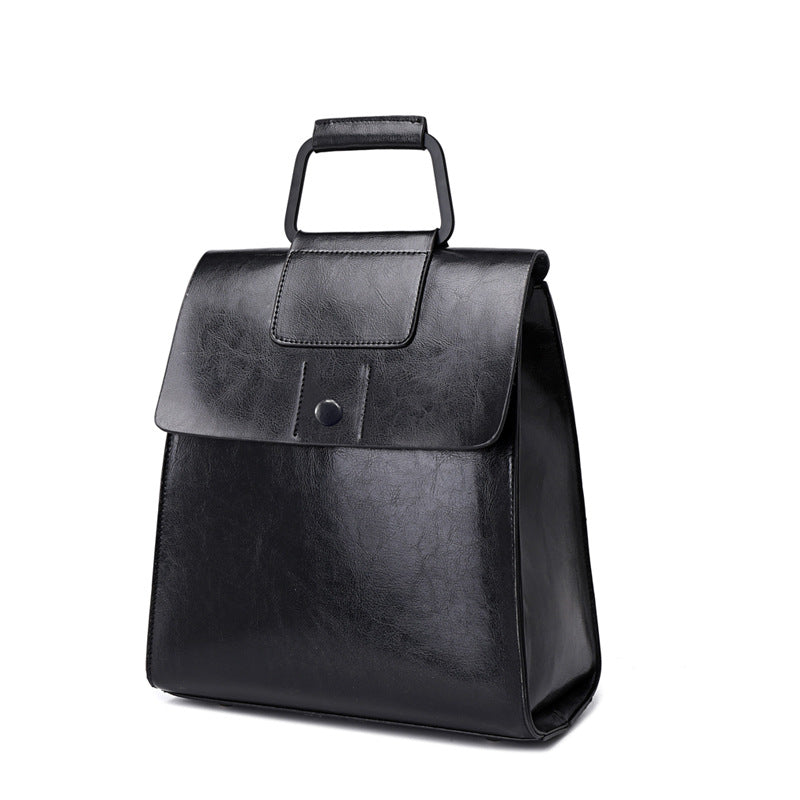 Women'S New Versatile Leather Fashion Oil Wax Cowhide Backpack