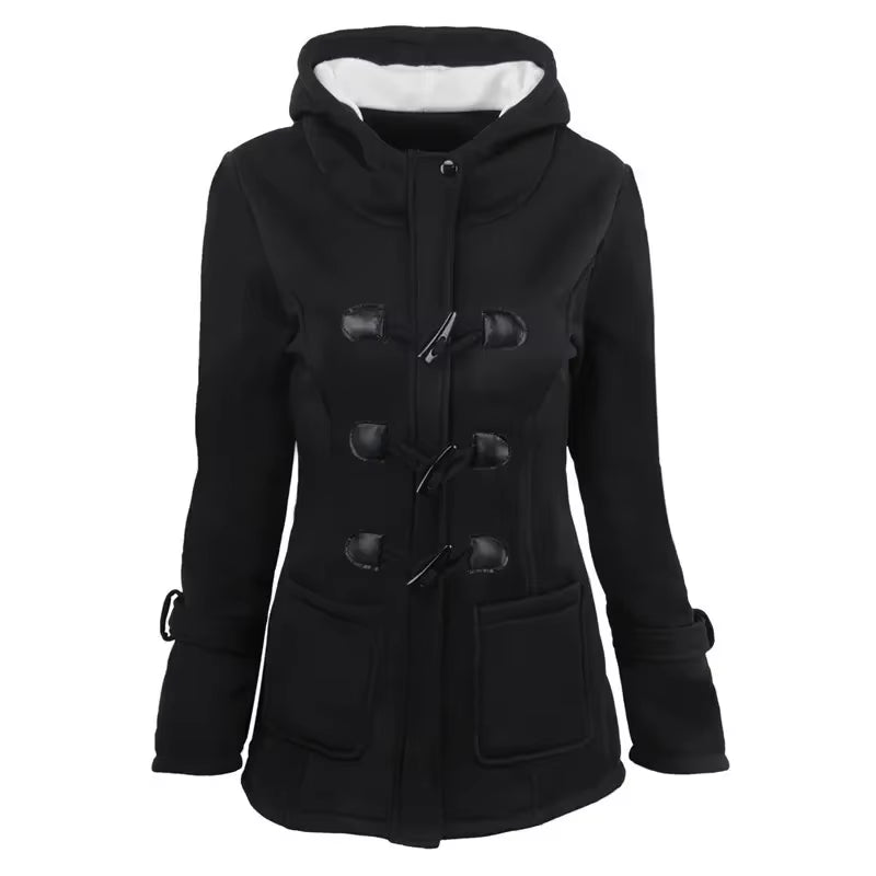 Casual Women Trench Coat 2025 Autumn Zipper Hooded Coat Female Long Trench Coat Horn Button Outwear Ladies Top Jaqueta Feminina