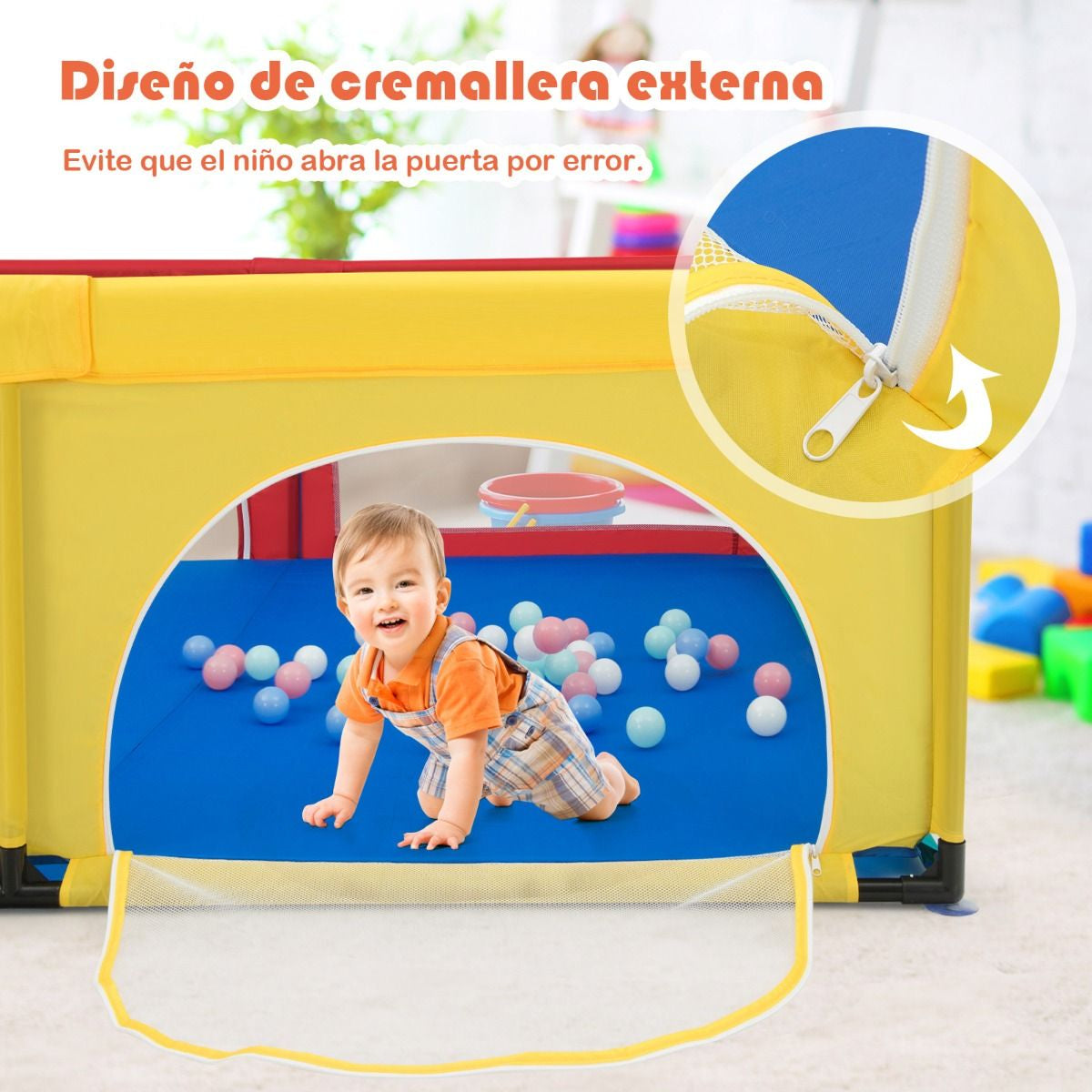Parque Para Niños Centro Actividad Portátil Con Cercas De Seguridad 206 X 185,5 X 68 Cm