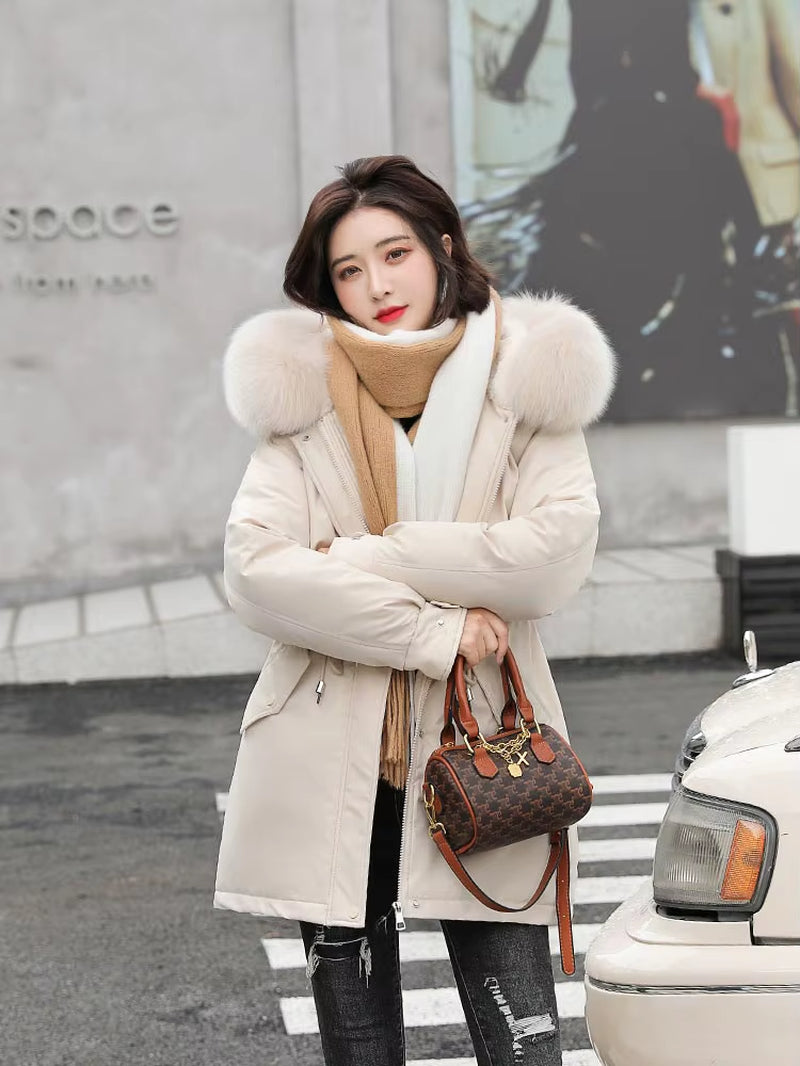 2022 New Cotton Thicken Warm Autumn Winter Jacket Coat Women Casual Long Parka Winter Clothes Fur Lining Hooded Coats
