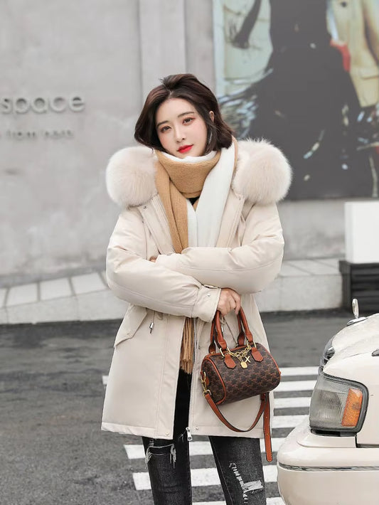 2022 New Cotton Thicken Warm Autumn Winter Jacket Coat Women Casual Long Parka Winter Clothes Fur Lining Hooded Coats